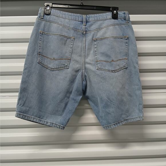 Asos Womens Denim Jeans Shorts Size 34 Waist Blue Deconstructed Gorpcore Casual - Picture 2 of 8